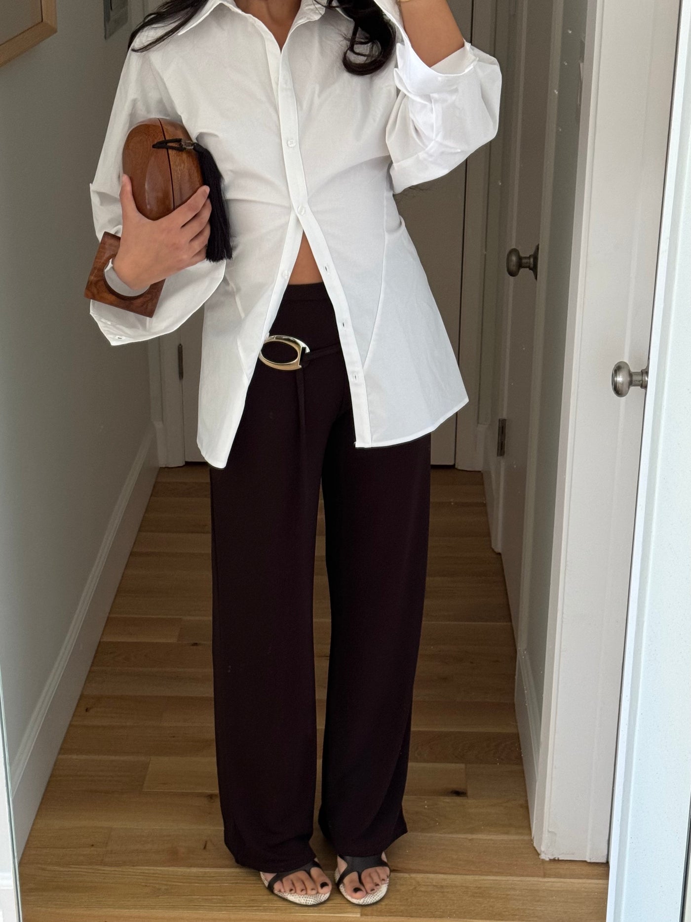 Faro Cinched Button Up Shirt – White