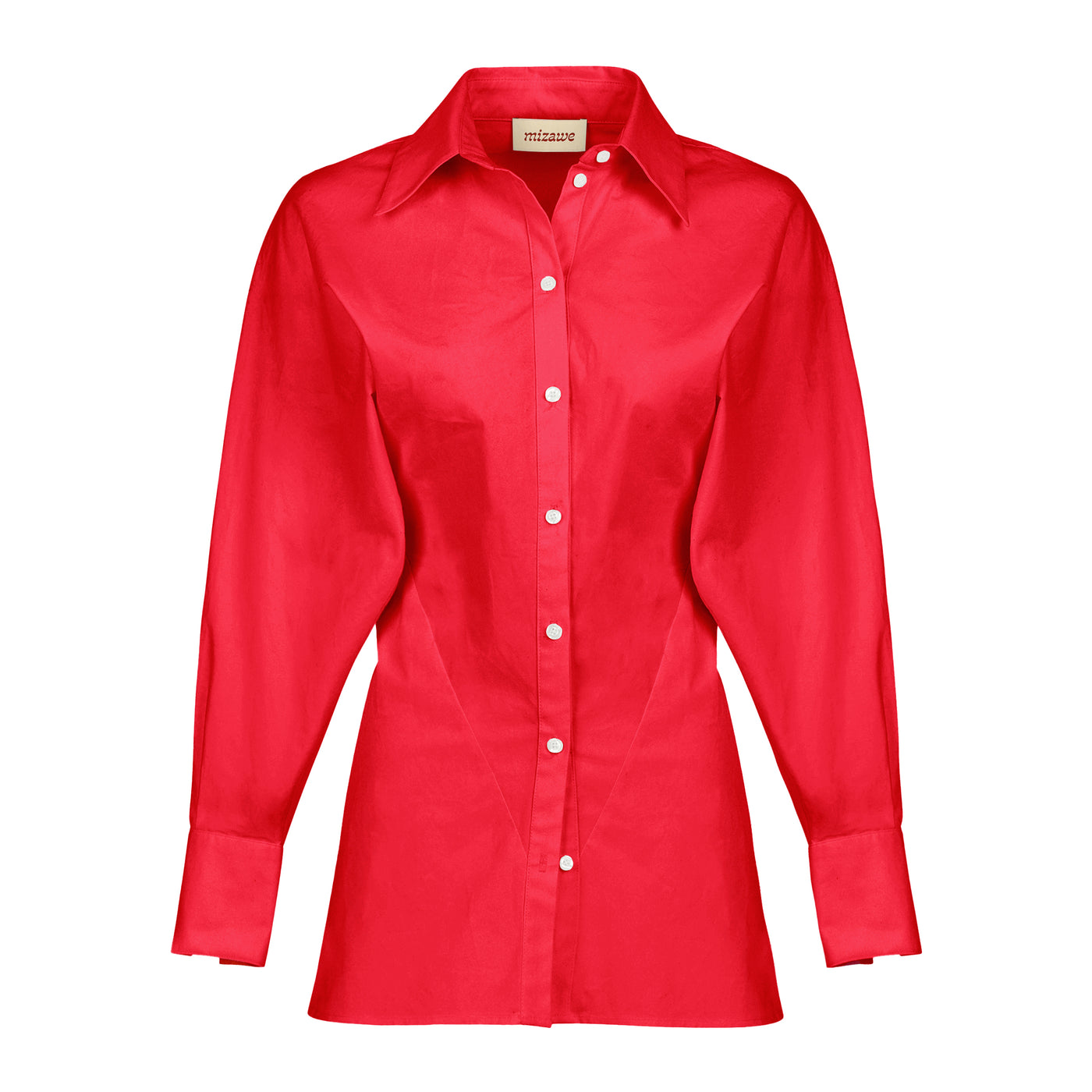 Faro cinched button up shirt in red