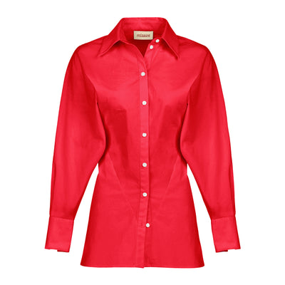 Faro cinched button up shirt in red