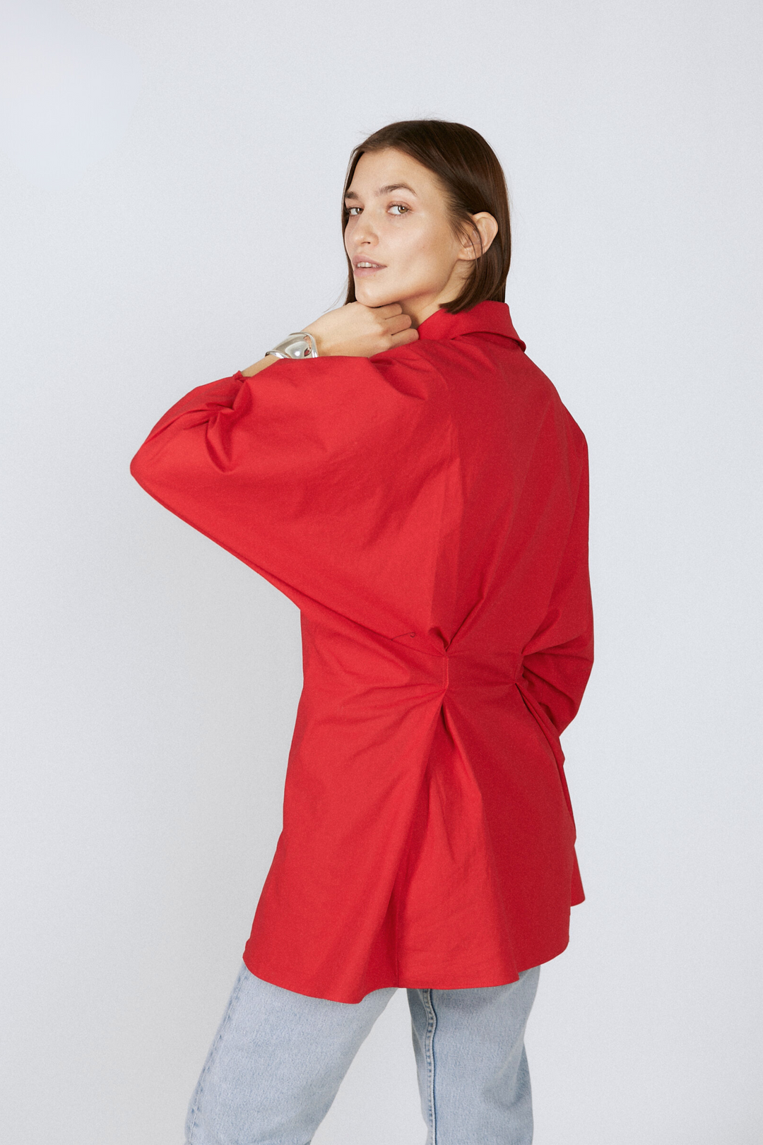 Faro Cinched Button Up Shirt – Cherry – MIZAWE LA
