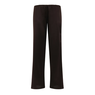 front of roma silk pants in chocolate brown