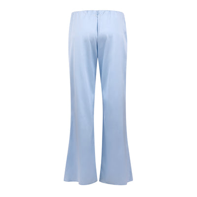 back of roma silk pants in sky blue