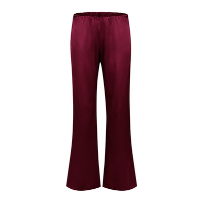 roma silk pants in wine