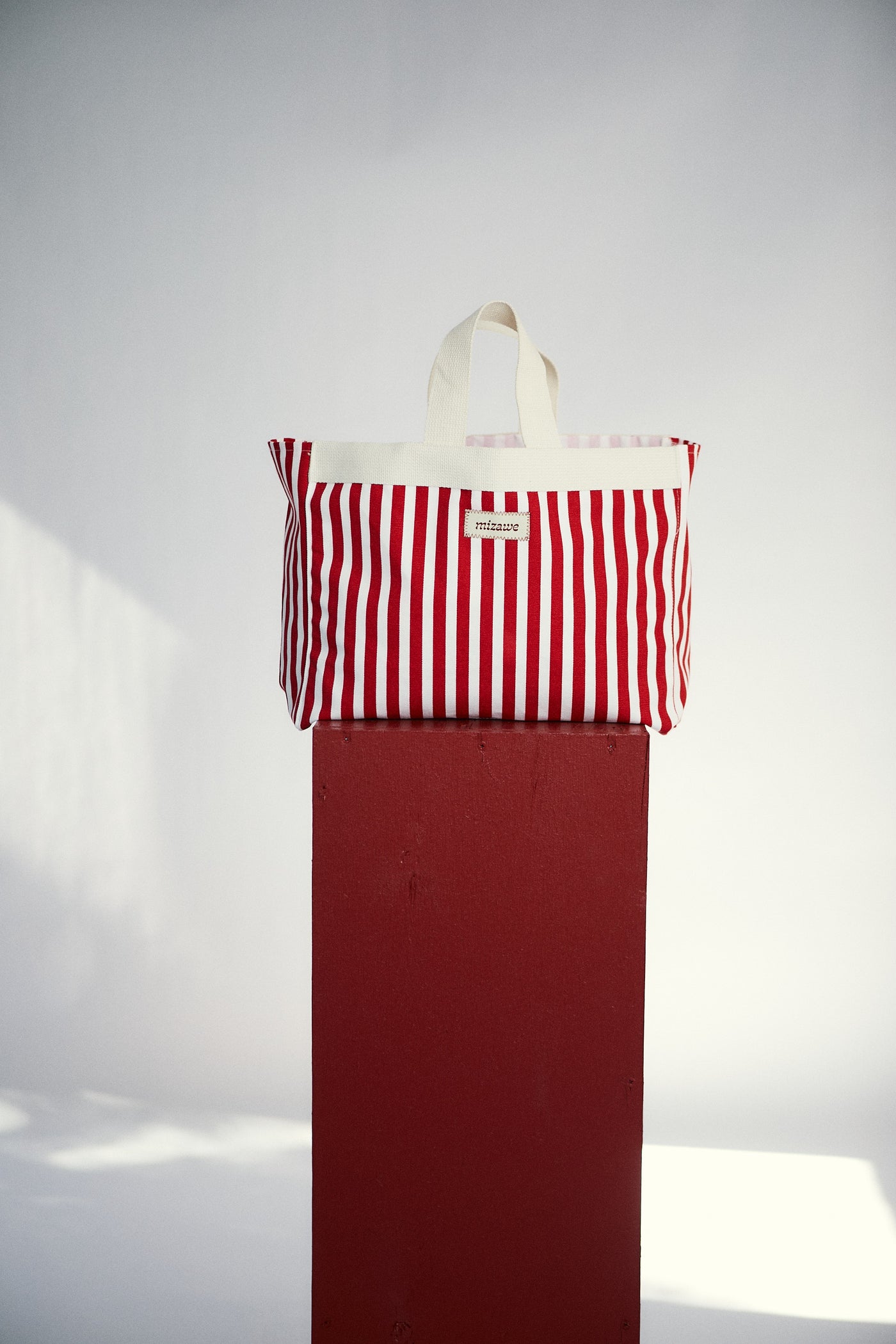 striped tote bag