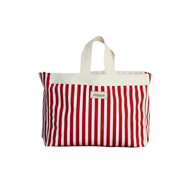 striped tote bag