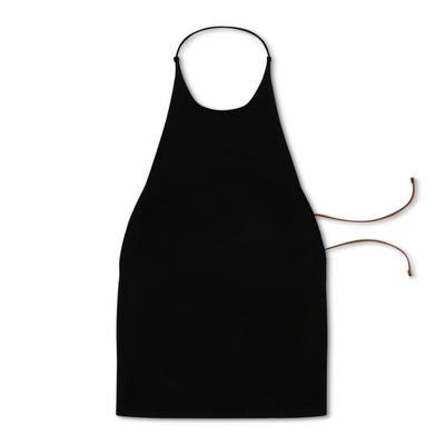 front of saint germain halter top in black with toffee leather straps