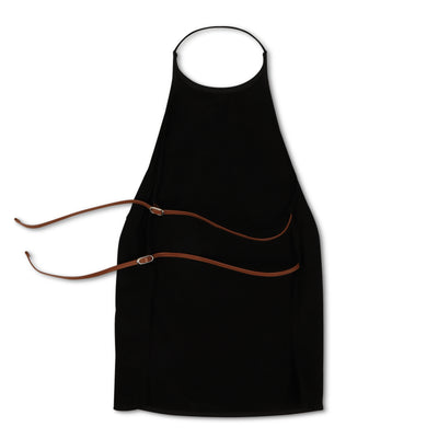 back of saint germain halter top in black with toffee leather straps