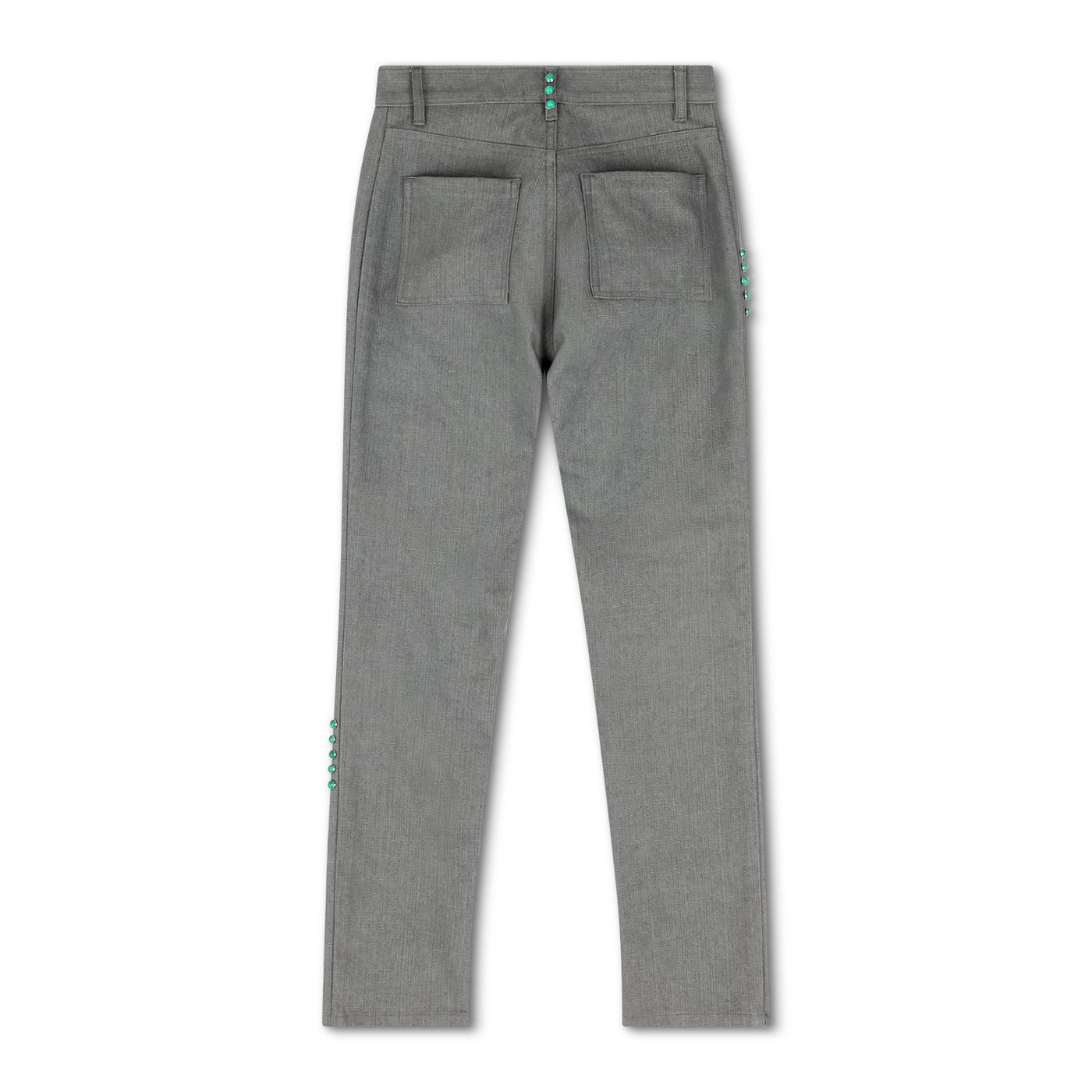 back of santa fe pant in grey with turquoise colored studs